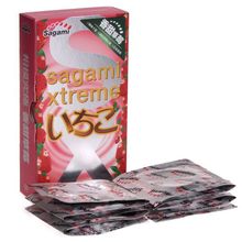 Sagami Презервативы Sagami Xtreme Strawberry c ароматом клубники - 10 шт.