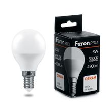 Feron Лампа светодиодная Feron Pro E27 6W 6400K матовая LB-1406 38067 ID - 235761