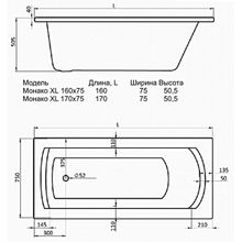 Акриловая ванна Santek Монако XL 170х75 (1WH111980)