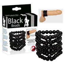 Orion Широкое эрекционное кольцо из бусинок Black Beads (черный)