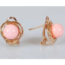 Серьги с кораллом "В кольцах"