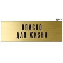 Информационная табличка «Опасно для жизни» на дверь прямоугольная Д144 (300х100 мм)