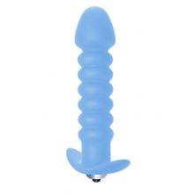 Lola toys Голубая анальная вибропробка Twisted Anal Plug - 13 см. (голубой)