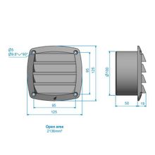 Roca Решетка вентиляционная с фланцем Roca 482824 125 x 125 мм матовая белая