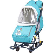 НИКА Санки коляска НАШИ ДЕТКИ 2 С медвежонком голубой 2 шт уп