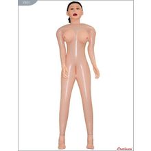 Надувная секс-кукла &#171;Брюнетка&#187; с длинными волосами и 3 отверстиями телесный