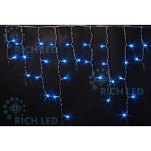 Rich LED RL-i3*0.5-T B Уличная светодиодная Бахрома 3x0.5 м, синий, пост свечение, провод прозрачный