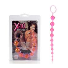 Розовая анальная цепочка X-10 BEADS - 28 см. Розовый