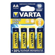 Батарейка AA VARTA LR6 4BL LONGLIFE, щелочная, 4 шт, в блистере (4106-113)