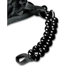 Черные трусики Crotchless Pleasure Pearls S-M-L с бусинами и анальным стимулятором (244374)