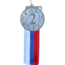 Медаль 2 место d-53мм на ленте с цветами флага России