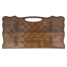 Нарды резные "Охота на медведя" с ручкой 60