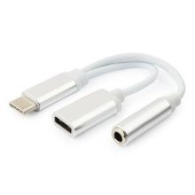 Адаптер USB 3.1 Type C(m) - 3.5 jack + USB 3.1 Type C(f), Cablexpert (CCA-UC3.5F-02-W)