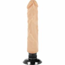 Телесный вибратор на присоске Basecock Realistic Vibrator 2in1 - 20 см. (телесный)