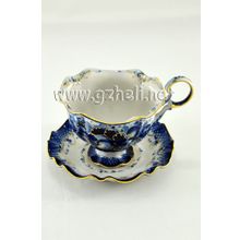 Чайная пара в золоте "Снежинка". Гжельский фарфор. арт. 0981