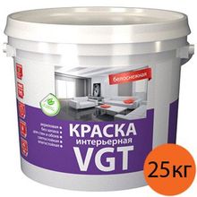 ВГТ краска интерьерная белоснежная (25кг)   VGT краска для стен акриловая влагостойкая матовая ВД-АК-2180 (25кг)