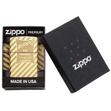 Зажигалка золотистая глянцевая Zippo Vintage Box Top с покрытием High Polish Brass