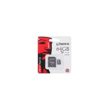 карта памяти TransFlash 64Gb MicroSDXC Class 10 Kingston, SDCX10 64GB, адаптер