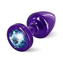 DIOGOL Фиолетовая пробка с голубым кристаллом ANNI round Purple T1 Blue - 6 см. (фиолетовый)