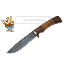 Нож Гном (дамасская сталь), береста