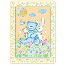 Baby Nice байковое 100х118 Мишка на лужайке премиум бежевое