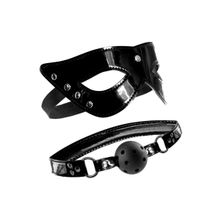 Pipedream Лаковый комплект MASQUERADE MASK   BALL GAG (черный)