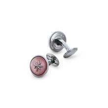 03109 - Запонки HELIOS Star круглые гильошированные розовые нержавеющая сталь
