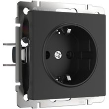 Werkel Розетка Werkel с заземлением и шторками черный матовый W1171108 4690389156885 ID - 239128