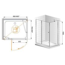 Душевой уголок Cezares Elena AH1 (90x100) (правый) текстурное стекло