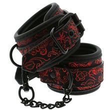 Dream Toys Черно-красные наручники с металлической цепочкой WRIST CUFFS