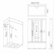 Душевая кабина Aqualux (AQ-4075GFH Bl) 150х85 тонированное стекло