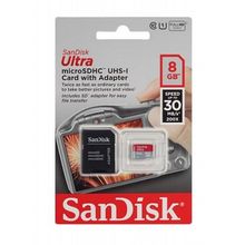 Sandisk Ultra microSDHC Class 10 UHS Class 1 30MB s 8GB + SD adapter Карта памяти