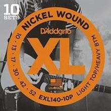 EXL140-10P Nickel Wound Струны для электрогитары, Light Top Heavy Bottom, 10-52, 10 компл, DAddario