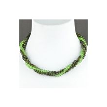 Бусики-Колечки Бусы Змеевик, хрусталь "Лиана" арт. П3713