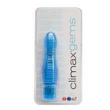 Topco Sales Ребристый мини-вибратор Climax Gems Ocean Ripples - 16 см. (голубой)