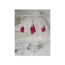 Серьги и кулон на цепочке Ruby (Swarovski)