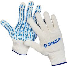 Перчатки ЗУБР трикотажные, 10 класс, х б, с защитой от скольжения, L-XL, 10пар