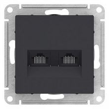 Розетка компьютерная 2xRJ45 Cat.5 ATLASDESIGN, карбон |  код. ATN001085 |  Schneider Electric