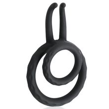 Bior toys Черное двойное эрекционное кольцо с усиками (черный)