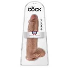 Кофейный фаллоимитатор-гигант 12  Cock with Balls - 30,5 см. кофейный