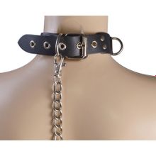 Черный кожаный ошейник Big Ring (243803)