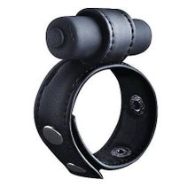  Утяжка на пенис с виброэлементом Leather Cock Ring