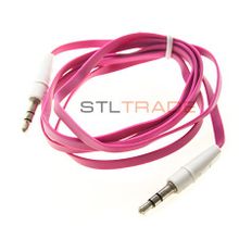 AUX-кабель BD-A02 плоский 1 метр в тех уп, тёмно розовый