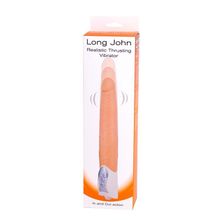 Телесный вибратор Long John Realistic Thrusting Vibrator с функцией толкания - 20 см. телесный