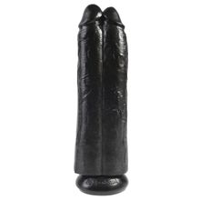 Сдвоенный черный фаллоимитатор на присоске 11  Two Cocks One Hole - 30,5 см. Черный