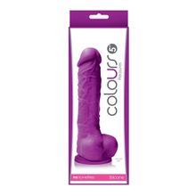 Фиолетовый фаллоимитатор на присоске Colours Pleasures 5  Dildo - 17,8 см. Фиолетовый