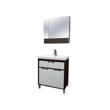 Aquanet Мебель для ванной Гретта 75 (венге фасад белый) - Мебель для ванной Гретта 75 (венге фасад белый) ящик и 2 дверцы - Раковина-столешница Shenxin 75