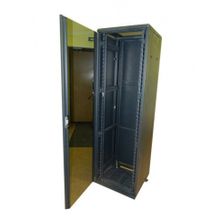 Шкаф напольный 19", 42U, серия T2, 800х1000x2055мм, стеклянная дверь, черный