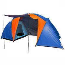 Палатка кемпинговая 4-местная 2-слойная Jesolo, цвет сине-зеленый, (150+130+150)*220*170