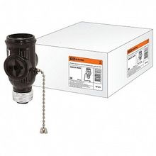 Патрон-розетка карболитовый с выключателем, Е27, Черный |  код. SQ0335-0026 |  TDM